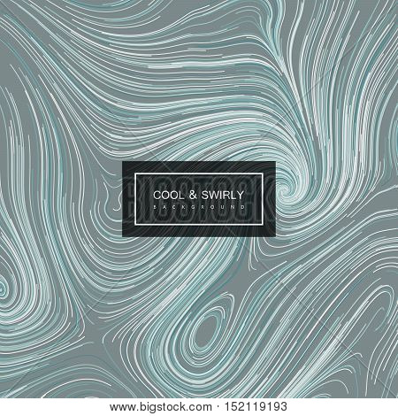 Abstract artistic curl background with swirled stripes. Vector vintage illustration of swirled and curled stripes background. Marble or acrylic texture imitation. Cool and Swirly background