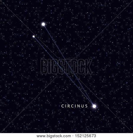 Sky Map with the name of the stars and constellations. Astronomical symbol constellation Circinus