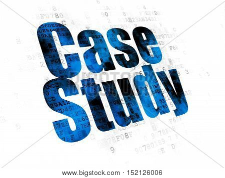 Studying concept: Pixelated blue text Case Study on Digital background