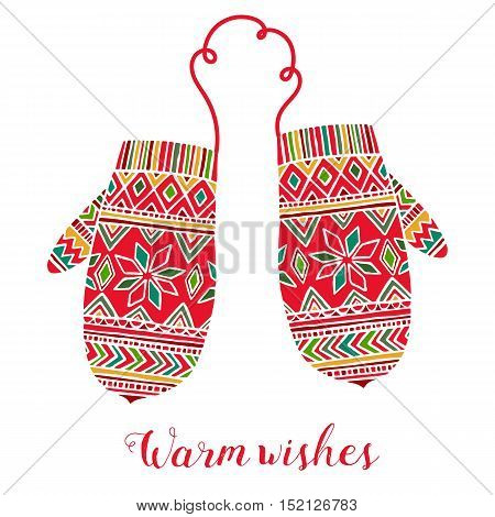 Vector mitter mitten isolated on white background