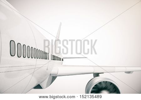 Closeup of airplane wind on light background. 3D Rendering