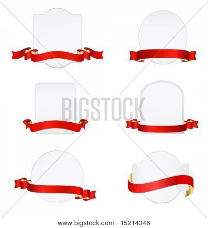 red banners with blank tags set