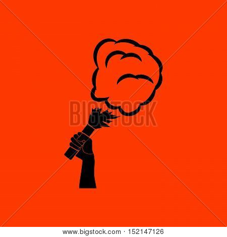 Football Fans Hand Holding Burned Flayer With Smoke Icon