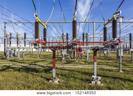 KRIFTEL GERMANY - JUNE 20 2011: transformer for wind energy at a power plant station