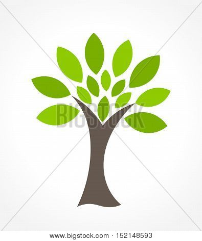 Green tree symbol isolated on grey background illustration