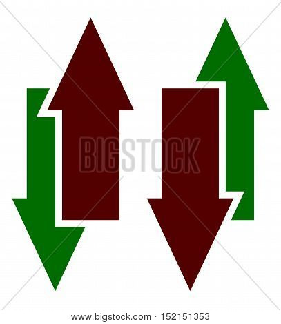 Green Red Up Down Arrow Icon(s). Vertical Arrows In Opposite Direction