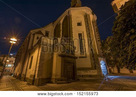 Night In Ceske Budejovice Town In Summer Time