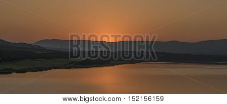 Sunset Near Milada Lake In Hot Summer Evening