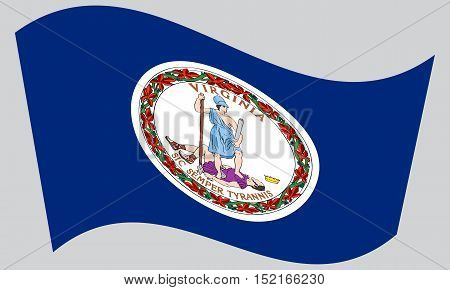 Virginian official flag symbol. American patriotic element. USA banner. United States of America background. Flag of the US state of Virginia waving on gray background vector