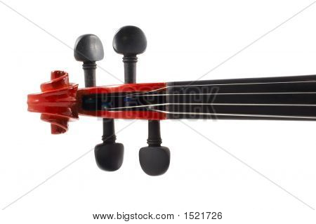 Cabeza de violín frente vista sobre fondo blanco