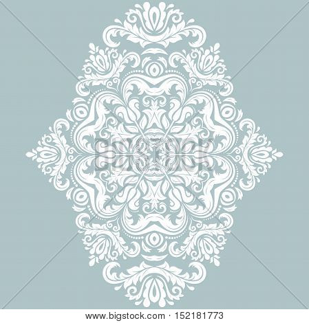 Oriental pattern with arabesques and floral elements. Traditional classic ornament. Lightblue and white pattern