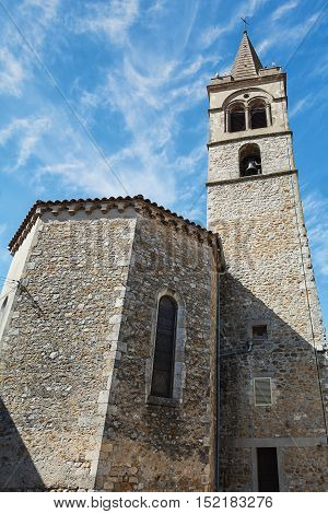 A small church in the French town of Vallon Pont d'Arc, France.