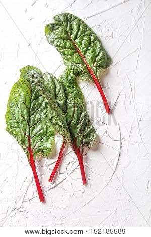 Swiss Rainbow Chard, Vibrant Vegetable. Flat Lay, From Above On