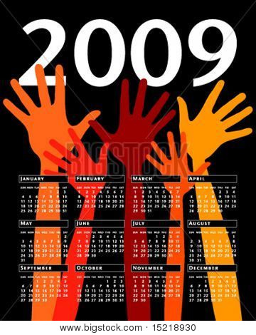 Calendário de vetor de celebração para 2009.