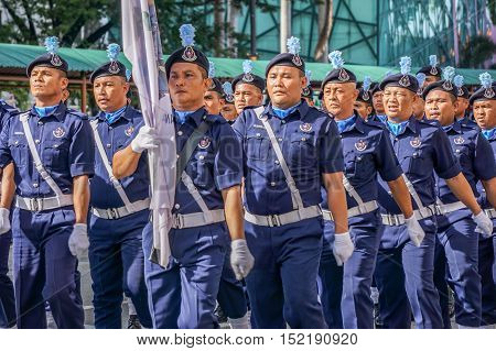 Kota Kinabalu,Sabah-Aug 31,2016:Malaysia National Day parades through the streets of Kota Kinabalu,Sabah celebrating the Independence Day at Kota Kinabalu,Sabah,Borneo,Malaysia on 31st Aug 2016.