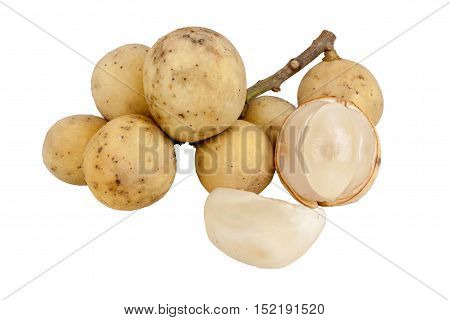 southern langsat fruit isolated on white with work paths