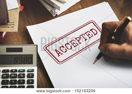 Accepted Approve Authorised Certified Decision Concept