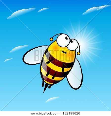 Illustration of Tired a Cute Bee in Sky