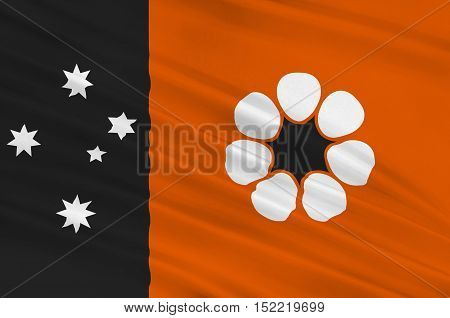 Flag of Northern Territory (NT) is a federal Australian territory in the centre and central northern regions. 3d illustration