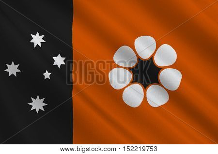 Flag of Northern Territory (NT) is a federal Australian territory in the centre and central northern regions. 3d illustration
