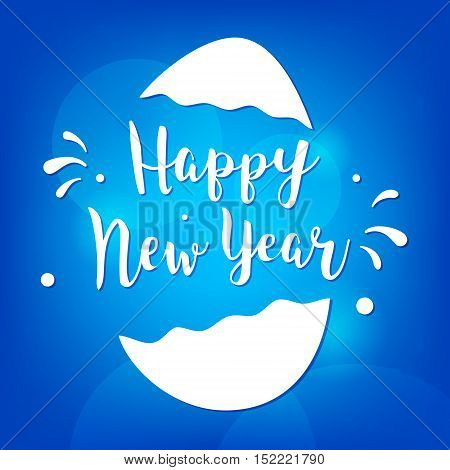 Happy New Year card. Illustration with egg and lettering greeting text.