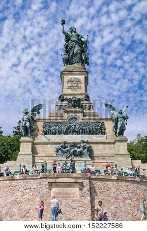Monument to the unification of Germany and the end of the Franco-Prussian war: Niederwalddenkmal - Rudesheim am Rhein, Hesse, Germany, August 1 2015