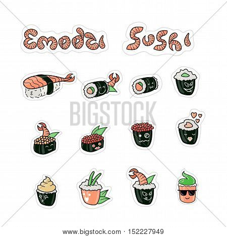 Great designed sushi vector icons for illustrations