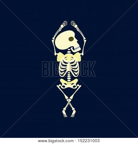 flat illustration on stylish background of skeleton Halloween monster