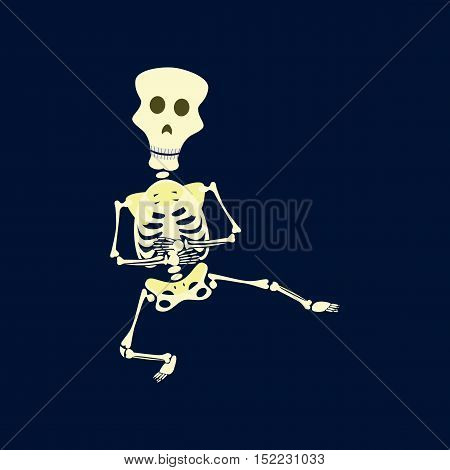 flat illustration on stylish background of skeleton Halloween monster