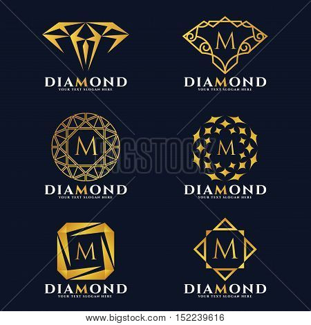 Gold Diamond and jewellery logo vector set design