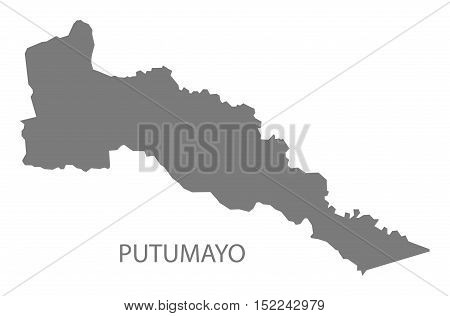 Putumayo Colombia Map in grey illustration high res