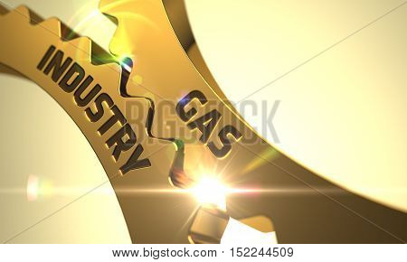 Gas Industry on Mechanism of Golden Gears. 3D Render.