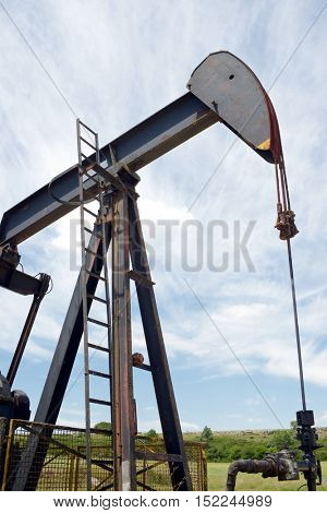 Oil well in Ayoluengo de la Lora, Burgo Province, Castilla Leon, Spain.