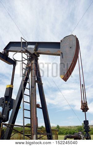 Oil well in Ayoluengo de la Lora, Burgo Province, Castilla Leon, Spain.