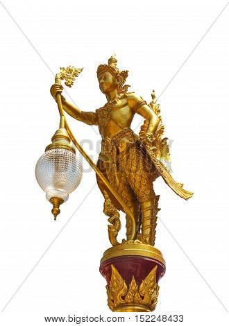 Lamps of Kinnari in Thailand on white background