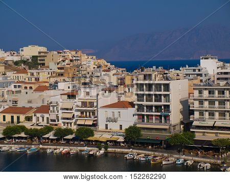 Agios Nikolaos Crete overlooking lake voulismeni top