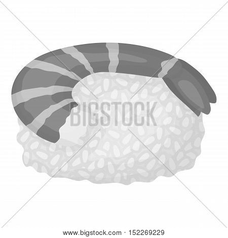 Ebi Nigiri icon in monochrome style isolated on white background. Sushi symbol vector illustration.