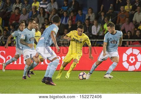 VILLARREAL, SPAIN - OCTOBER 16th: Sansone with ball during La Liga soccer match between Villarreal CF and R.C. Celta de Vigo at El Madrigal Stadium on October 16, 2016 in Villarreal, Spain