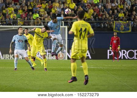VILLARREAL, SPAIN - OCTOBER 16th: Pione Sisto during La Liga soccer match between Villarreal CF and RC Celta de Vigo at El Madrigal Stadium on October 16, 2016 in Villarreal, Spain