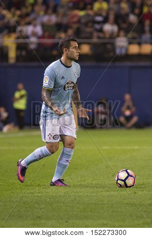 VILLARREAL, SPAIN - OCTOBER 16th: Pione Sisto during La Liga soccer match between Villarreal CF and RC Celta de Vigo at El Madrigal Stadium on October 16, 2016 in Villarreal, Spain