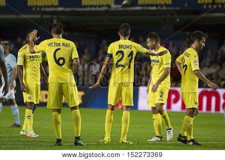 VILLARREAL, SPAIN - OCTOBER 16th: Pione Sisto during La Liga soccer match between Villarreal CF and RC Celta de Vigo at El Madrigal Stadium on October 16, 2016 in Villarreal, Spain