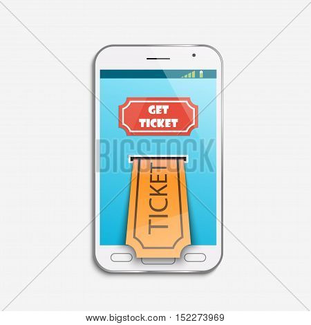 Mobile tcket online service. Tickets ordering. Vector illustration