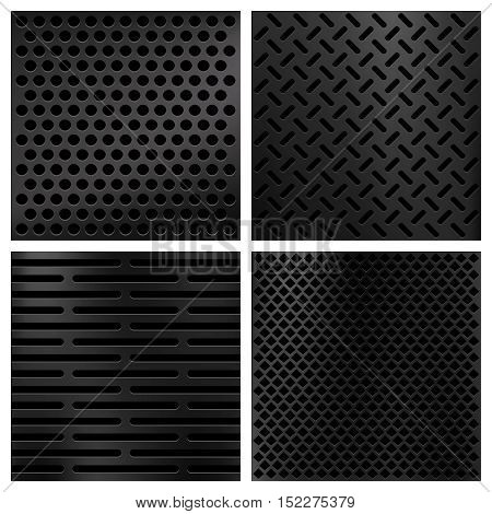 Kevlar fiber carbon vector textures set. Background pattern material illustration