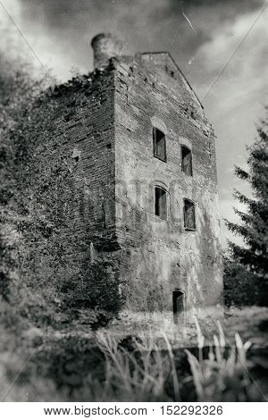 Ruins of abandoned and derelict haunted house