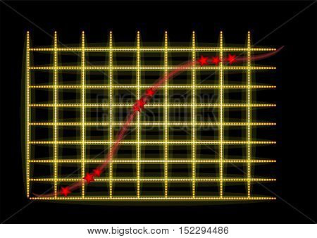 increase. abstract graph with yellow light and strar