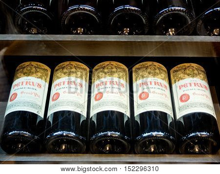 7 may 2014-siant emilion-france- petrus bottles of the most expensive wine in the world