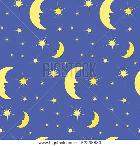 the pattern of the night sky, the month with the stars, the night sky, vector illustration