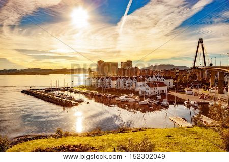 Stavanger panorama of the bridge in the background Norway.