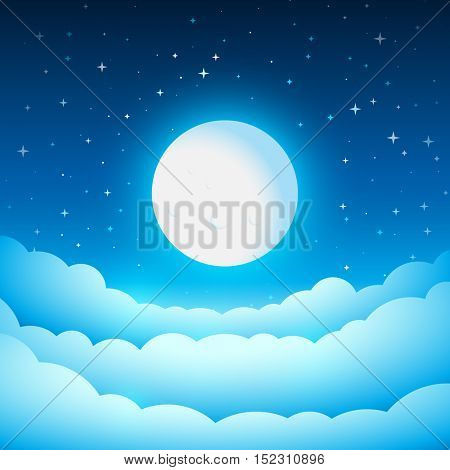 Full moon in the night sky. Fairy Tale cover