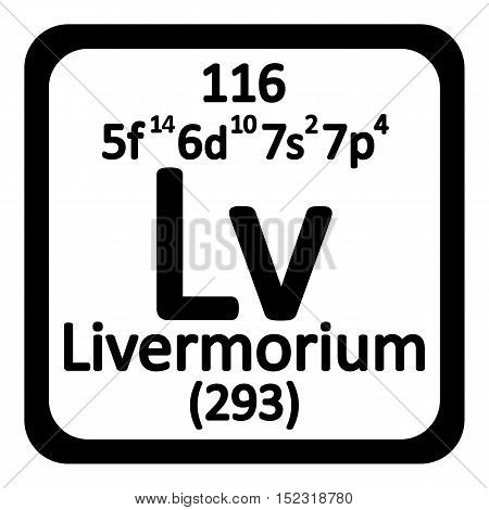Periodic table element livermorium icon on white background. Vector illustration.